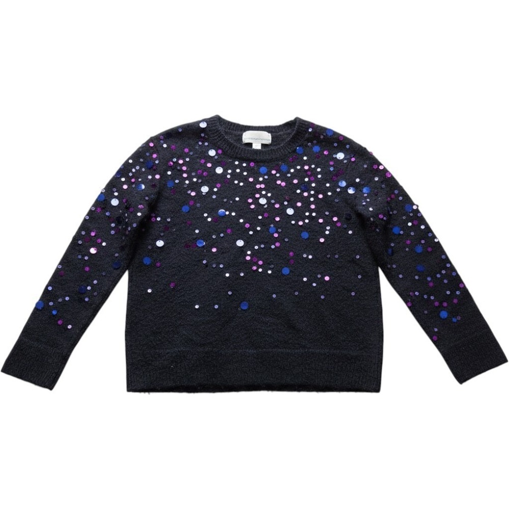 Rockets Of Awesome Sweater Girls 5 Gray Crew Neck Long Sleeve Sequin Pullover